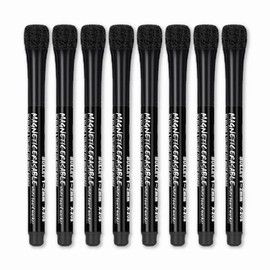 Whiteboard Pens, Set of 8 Black with Magnet, Eraser, Water Based Pens, Markers, Black Body