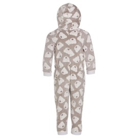 Camille Childrens Super Soft Fleece Onesie - Hooded All In One - Long Sleeved and Full Length with Elasticated Cuffs and Ankles Mink Bear 12-14 Years Brown