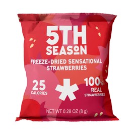 5th Season Freeze Dried Fruit Snacks- 100% Whole Strawberries, 25 Calories Per Bag (6 Pack, 80g each)