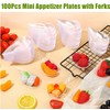 LATERN 100Pcs Plastic Appetizer Plates with Forks, 5CM Tear Drop