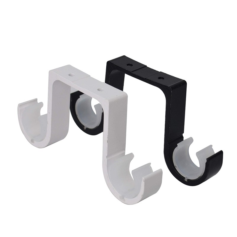 Tiweio Double Curtain Rod Brackets 2Pcs, Aluminum Alloy Ceiling Mounted,
