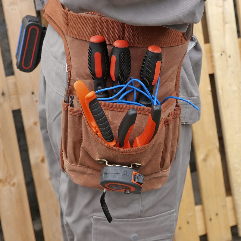 TOURBON Wax Canvas Carpenters Tool Bag Work Apron Belt with