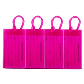 4 Packs Colorful Flexible Travel Luggage Tags for Baggage Bags/Suitcases - Name ID Labels Set for Travel - Rose