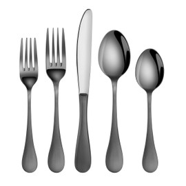 Artaste 56945 Rain 18/10 Stainless Steel Flatware 20-Piece Set, Black Finished, Service for 4