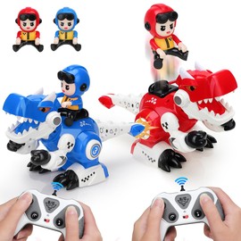 Dinosaur Remote Control Bumper Cars Set of 2, Dinosaur Toys with Light and Music, RC Ejecting Bumper Car for Kids, Exciting Player Battle Toys for Ages 3-8, Birthday Gifts for Boys Girls