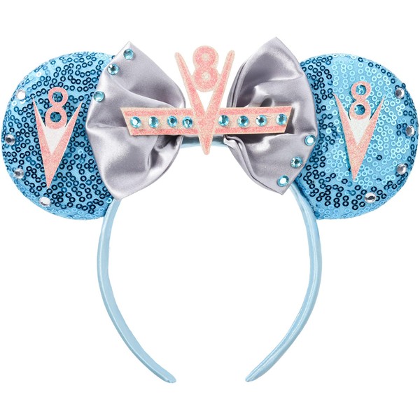 POGDIK sequins headband (Blue flo, Medium)