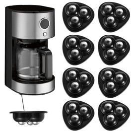 8 Pcs Small Appliance Casters Wheels, Universal Appliance Slider Self Adhesive Swivel Wheel for Kitchen Appliances Mini Appliance Ball Transfer Roller for Coffee Maker Countertop Storage Box (Black)