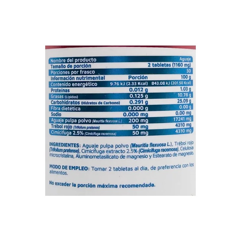 Vidanat Aguaje Suplemento 60 Tabs Sabor Sin sabor