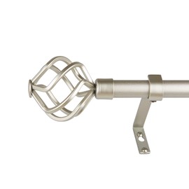 WL.Rocaille Window Treatment Single Curtain Rod Set, 3/4 Inch Diamete/Adjustable Length from 28-48Inch,Twisted Cage Finials (28 to 48 in, Champagne)