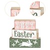 Fenteer 3 Pieces Wooden Easter Table Blocks Easter Tabletop Decorations