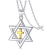 FaithHeart Silver David Star with Cross Necklace Sterling Silver Women