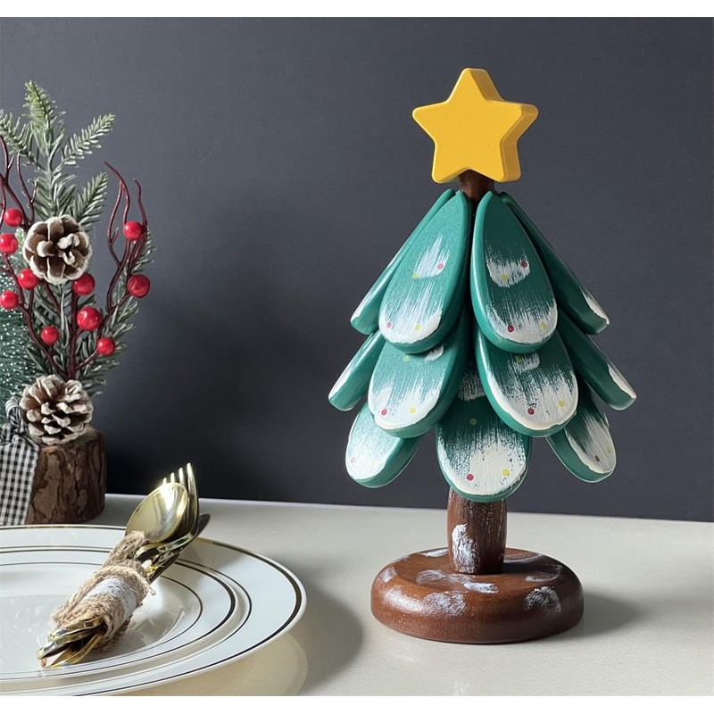 CHAQI Christmas Tree Shaped Coasters and Trivet Set, 3-Piece Folding