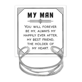 To My Man Bracelet Silver Cuff Bracelet Bangle Bracelets Gifts for Husband Boyfriend Inspirational Birthday Gifts for Men