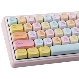 PBT Keycaps 136 Keys MOA Profile Cat Keycaps Dye-Sublimation Rainbow Gummy Keycap Cute Custom Keycap Set for Cherry Gateron MX Swithes Mechanical Keyboards