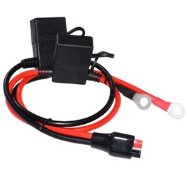 LIXINTIAN 10AWG Power Supply or Battery Cable, 45A Connectors and 3/8 inch Terminal Rings, with 30A Protection Fuse, for Automotive - 2ft/60cm