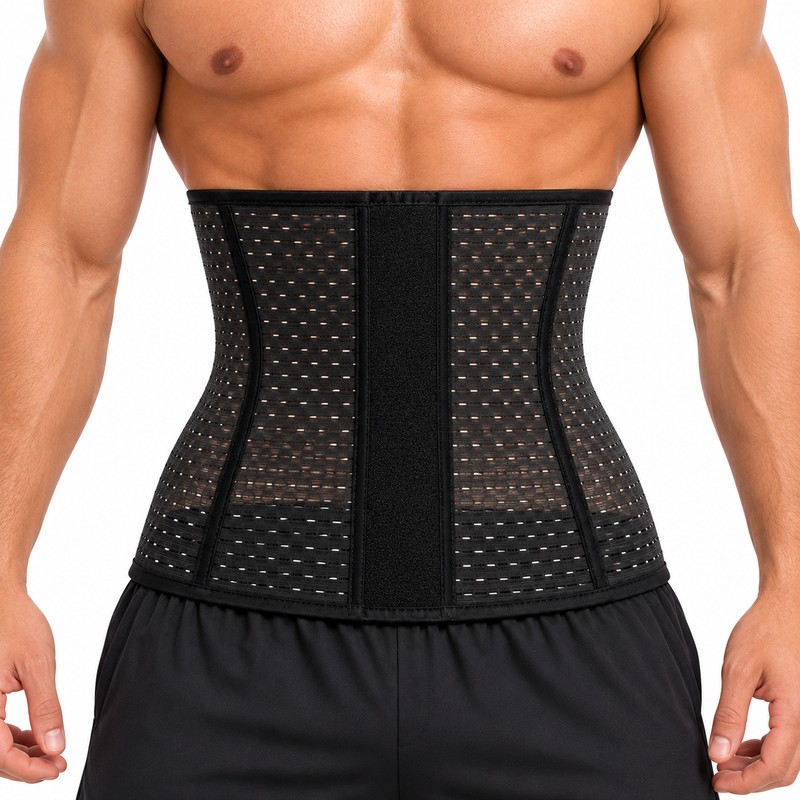 Men's Adjustable Waist Trainer Belt, Double-Layer Compression Wrap with Breathable