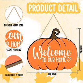 Fall Decorations for Home Fall Decor for Kitchen Wall Autumn Pumpkin Decorations for Porch Welcome to Our Home Autumn Decor Hanging Sign (Wood 2006)