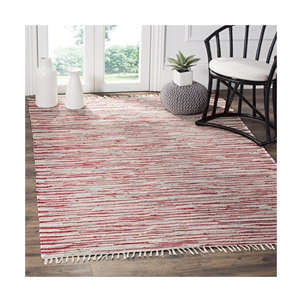 Safavieh Rag Rug Collection RAR129R Handmade Boho Stripe Cotton Area