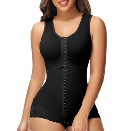 SHAPSHE Fajas Colombianas Moldeadoras Full Body with Hook-and-eye Bust & Crotch for Women Tummy Control Shapewear Black XXL