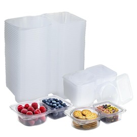 LIUCONGBD Pack of 30 Reusable Snack Pack Containers with Lids, Double Compartment Spice Containers, Mini Storage Jars for Sauce Snack Dips for Picnic Work Lunch