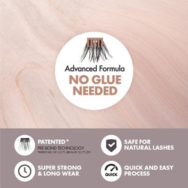 i-ENVY Press&Go 100% Real Mink Self-Adhesive Eyelashes, No Glue Needed 22 False Lash Clusters, 1 Step Press-On Lashes, No Damage or Residue, Reusable & Customizable (Mink Natural)