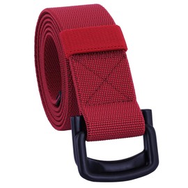 Sportmusies Elastic Belts for Men, Military Style Stretch Webbing Tactical Duty Belt (Red,D-Ring Buckle)