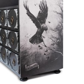 IRISVITA Black Rustic Gothic Jewelry Box With 9 Drawers, Edgar Allan Poe Poems Cabinet of Curiosites, Gothic Decor, Gift for Poetry/Goth Fans