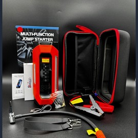 Car Jump Starter with, Air Compressor, 1200mAh & Battery Charger, for Automotive Emergency - Color: Orange