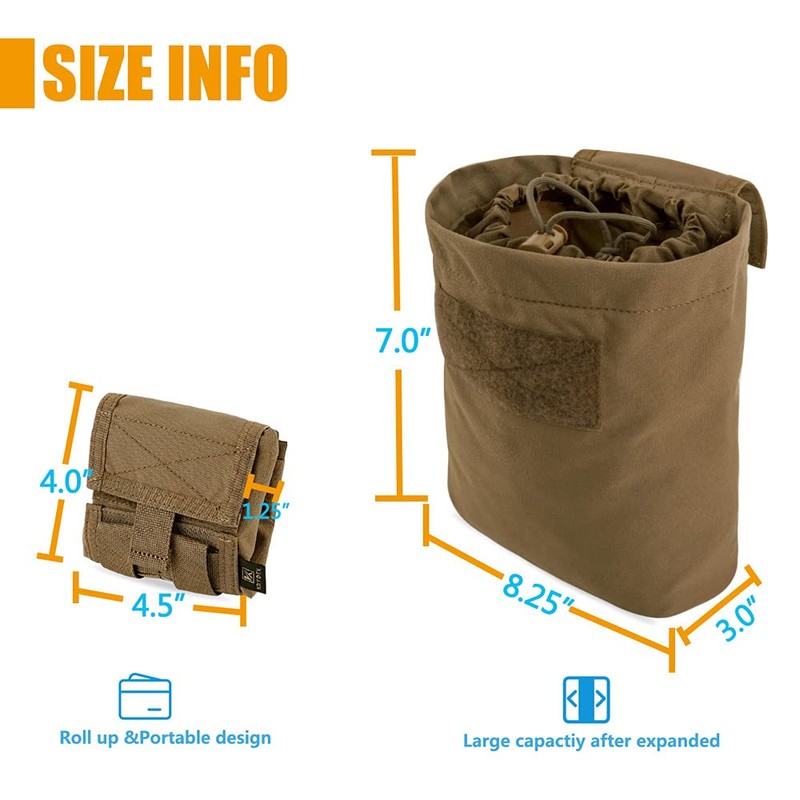 KRYDEX Molle Dump Pouch Roll-Up Drawstring Magazine Utility Pouch Folding