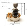A250K log guitar potentiometer 16mm diameter 15mm shaft tone volume