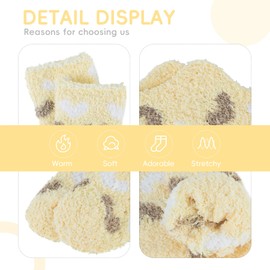 Zando Toddler Fuzzy Socks for Girls Baby Fuzzy Socks 2T Toddler Girls Christmas Slipper Socks Kids Warm Socks Comfy Toddler Winter Socks Soft Toddler Fluffy Socks 3 Pairs Heart Pattern 6-24 Months