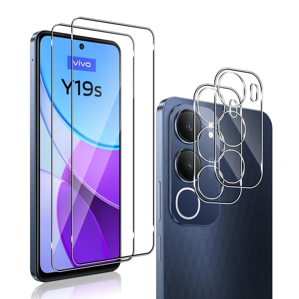 QULLOO Tempered Glass Screen Protector for Vivo Y19S 5G, Pack