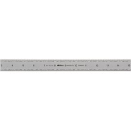 Mitutoyo 182-145, Steel Rule, 18"/450mm ( 1/32, 1/64", 1mm, 0.5mm), 3/64" Thick X 1-3/16" Wide, Satin Chrome Finish Tempered Stainless Steel