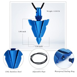 Hearbeingt Urn Necklace for Men Arrowhead Cremation Ash Jewelry Memorial Lockets Pendant Keepsakes for Human Ashes for Women Memory Gift