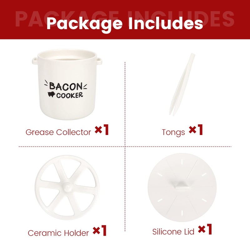 SOLIGT Ceramic Bacon Cooker for Microwave Oven - Splatter-Proof Design