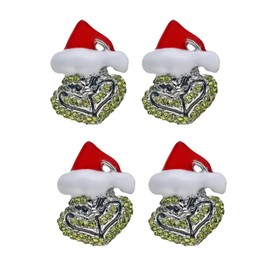 UNVOJL 2 Pairs Christmas Grinch Earrings Rhinestone Christmas Stud Earrings Santa Stud Earrings Christmas Monster Stud Earrings for Christmas Winter Holiday Jewelry Gift