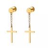 Unbranded 2 Piece Gold Dangling Cross Earrings - Ear Plugs,