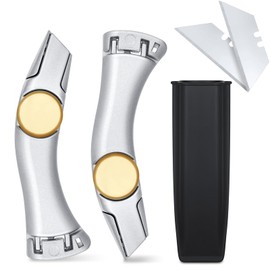 Leriton 2 Pcs Silver Fixed Blade Roofing Knife Heavy Duty Roofer's Knife Utility Knife Roofing Tools Box Cutter with Holster Belt Clip for Carpet