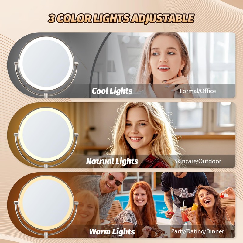 15X Magnifying Mirror with Light: 9 inch Lighted Makeup Mirror,