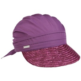 Seeberger Ladies Plain Straw Fabric Sun Hat, Purple (Purple 71)