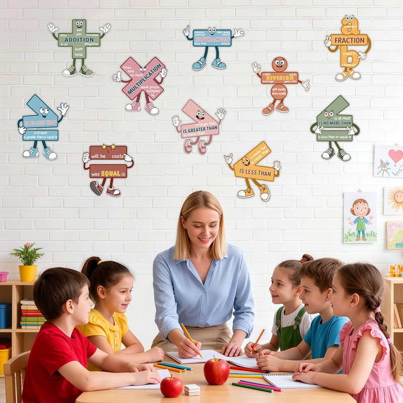 Sereliy Math Symbol Posters Bulletin Board for Classroom Decor, 10PCS