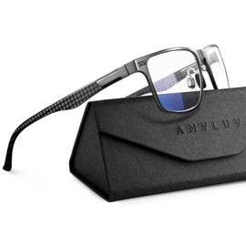 ANYLUV Blue Light Glasses Men/Women, Working Blue Light Blocking Glasses, Relieve Eyestrain-Carbon fiber Gunmetal
