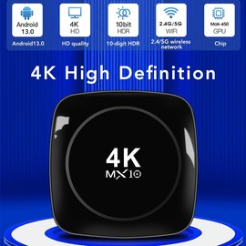 MX10 Android 13.0 ATV Box Quad-Core WiFi 2.4G/5.8Ghz BT4.1 4K AV1 Ultra HD Smart Home Player