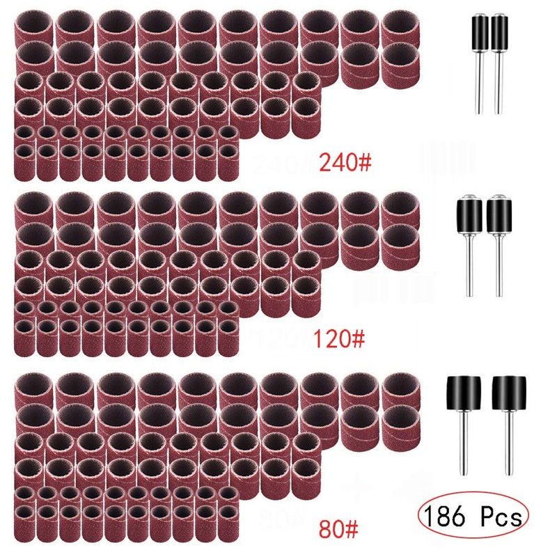Yesallwas Sanding Band, 186 Piece Set, Mini Router, Polishing, 80#/120#/240#,