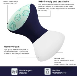 US Local Stock Knee Pillow for Side Sleepers, Camping Pillow, Leg Pillow, Small Memory Foam Pillow, Comfortable Leg PillowColor: Green