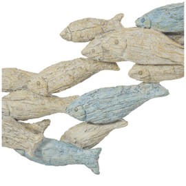 Deco 79 Polystone Fish Decorative Sculpture Textured Ombre Swimming Home Decor Statue with Stand, Accent Figurine 24" x 3" x 11", Light Blue
