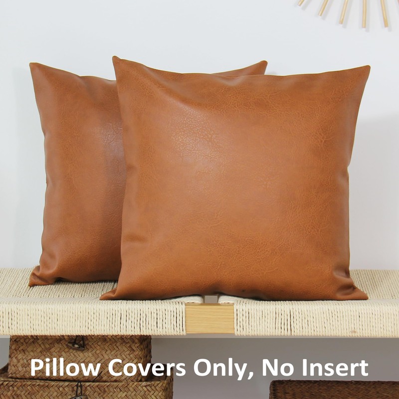JOJUSIS Modern Leather Throw Pillow Covers for Couch Sofa Bed