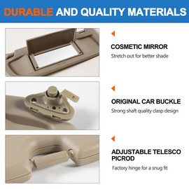 Car Sun Visor Fit for Honda Civic 2006 2007 2008 2009 2010 2011‎ Sun Visor with Vanity Mirror Cover Plate for Blocking Sunlight 83230-SNA-A01ZC(Beige, Right Passenger Side)