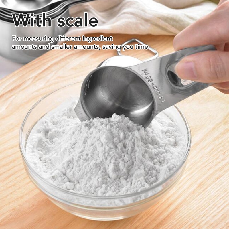 7Pcs Measuring Cups Set Stainless Steel Stackable Multifunctional Metal Nesting