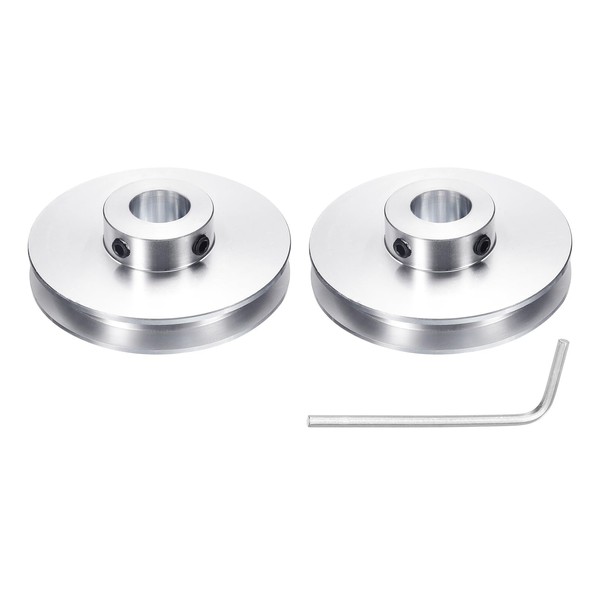 sourcing map 2Pcs Single Groove Pulley, 14mm Fixed Bore 60mm